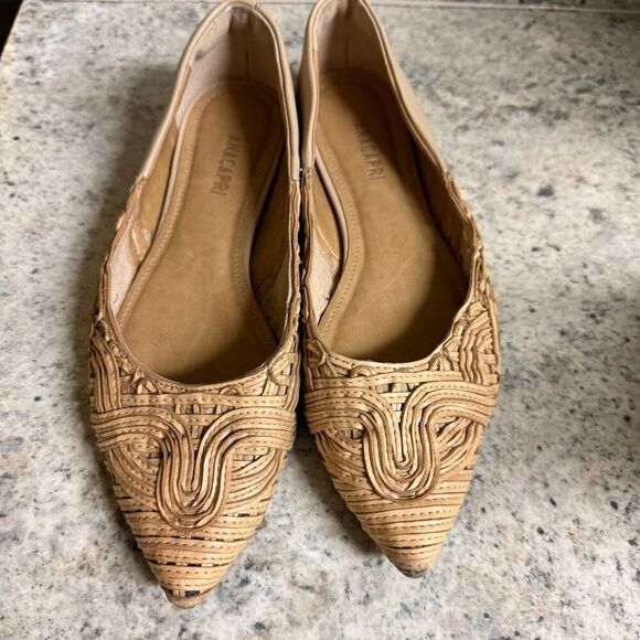 Anacapri rattan and leather pointed toe flats - Picture 1 of 9